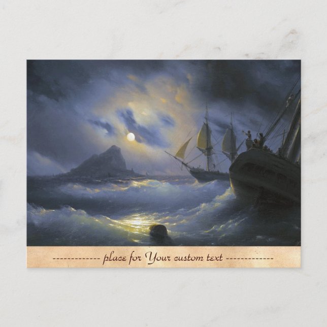 Gibraltar: Night Ivan Aivasovsky sjölandskap vatte Vykort (Framsida)