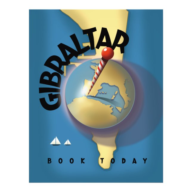Gibraltar resebilagaffisch fototryck (Framsidan)