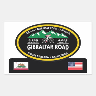 GIBRALTAR ROAD- SANTA BARBARA, CA -"OVAL TROPHY" REKTANGULÄRT KLISTERMÄRKE