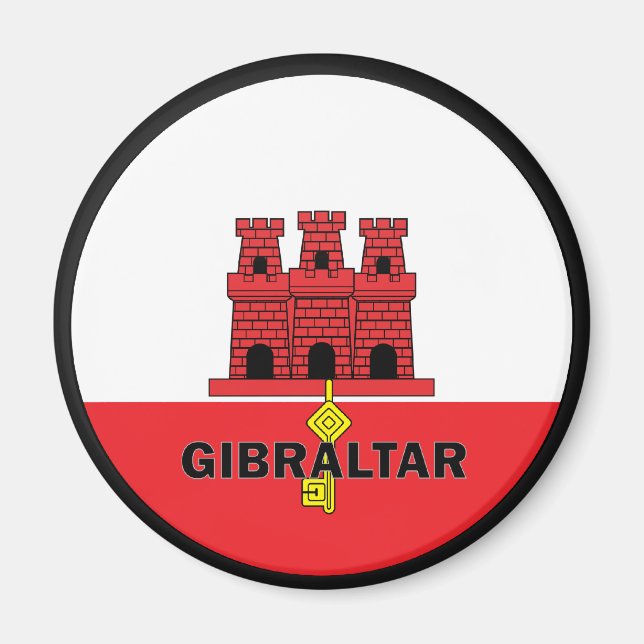 Gibraltar Roundel quality Flagga Magnet (Framsidan)