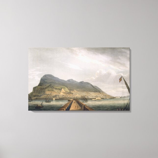 Gibraltar View, graverat av Thomas Sutherland f Canvastryck (Framsida)