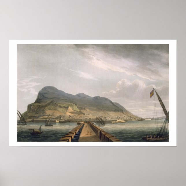 Gibraltar View, graverat av Thomas Sutherland f Poster (Framsidan)