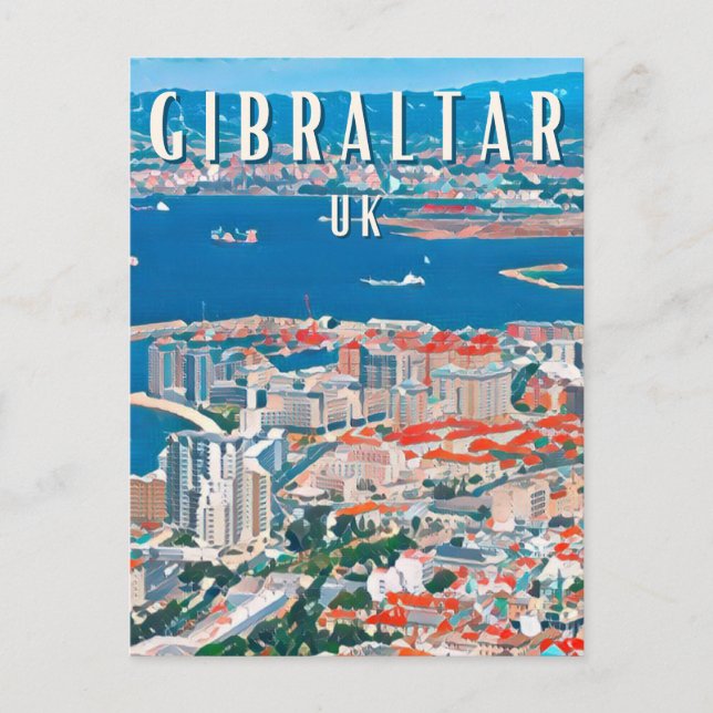 Gibraltar, ville des rochers et des falaises vykort (Framsida)