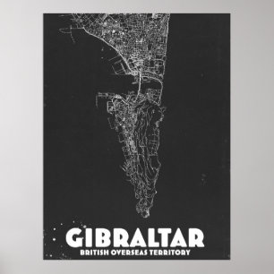 Gibraltar Vintage Karta Poster