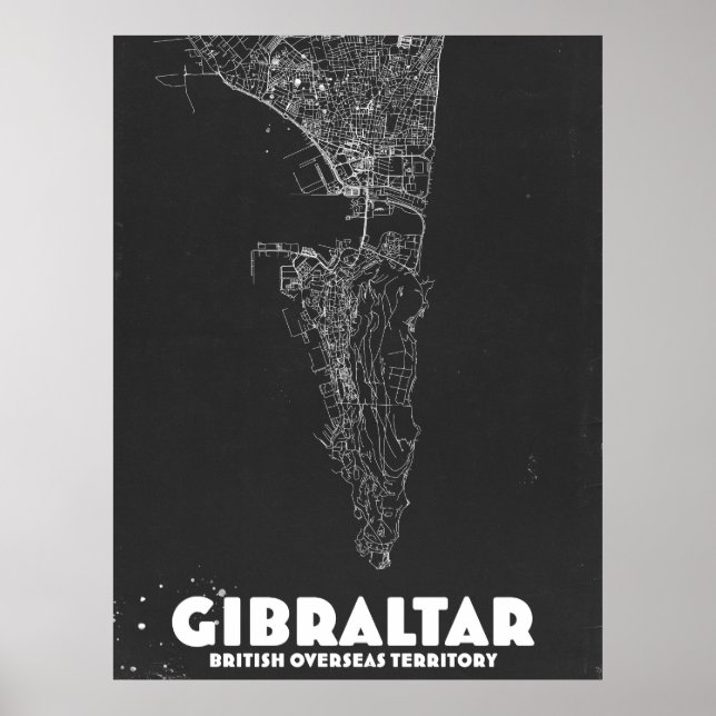 Gibraltar Vintage Karta Poster (Framsidan)