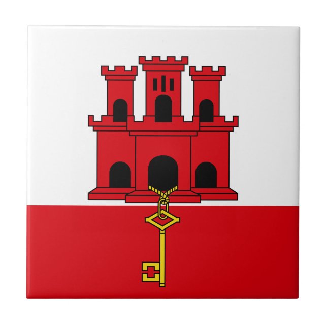 Gibraltarflagga Kakelplatta (Framsidan)
