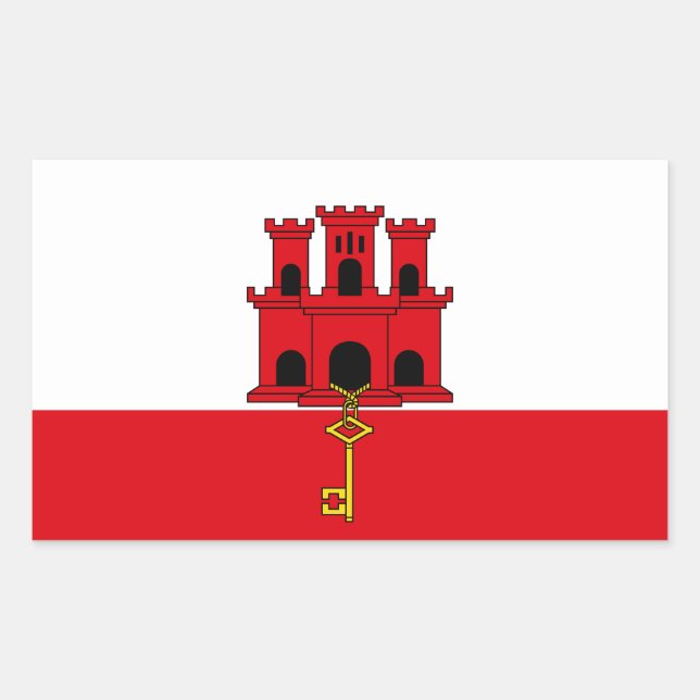 Gibraltarflagga Rektangulärt Klistermärke (Framsida)