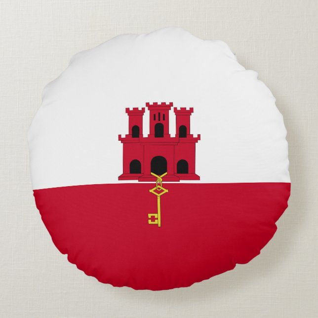 Gibraltarflagga Rund Kudde (Baksidan)
