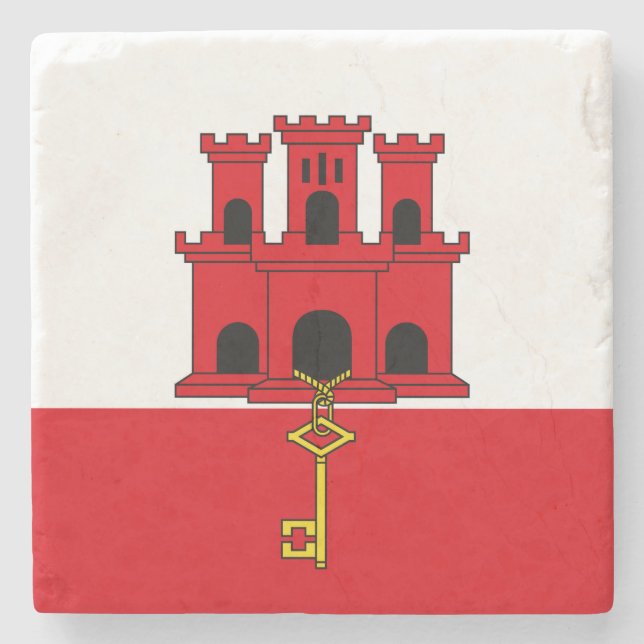 Gibraltarflagga Stenunderlägg (Framsidan)