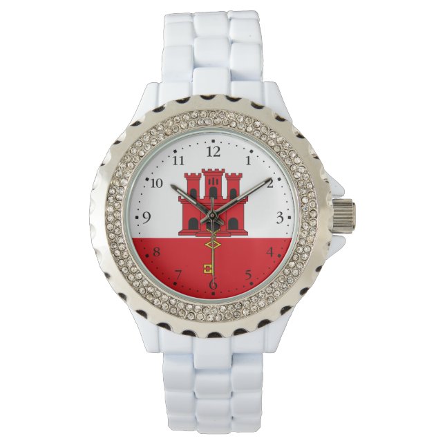 Gibraltars flagga armbandsur (Framsida)