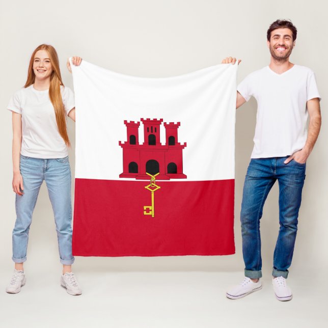 Gibraltars flagga fleecefilt (På plats)