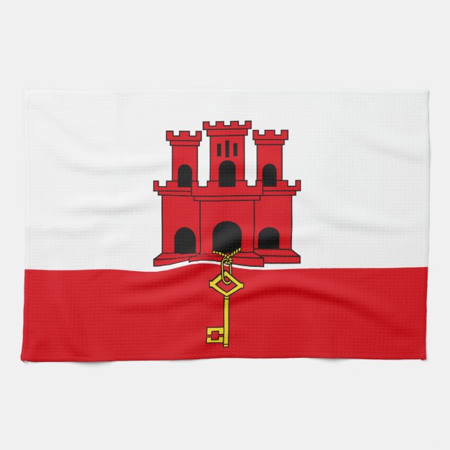 Gibraltars flagga kökshandduk (Horisontell)