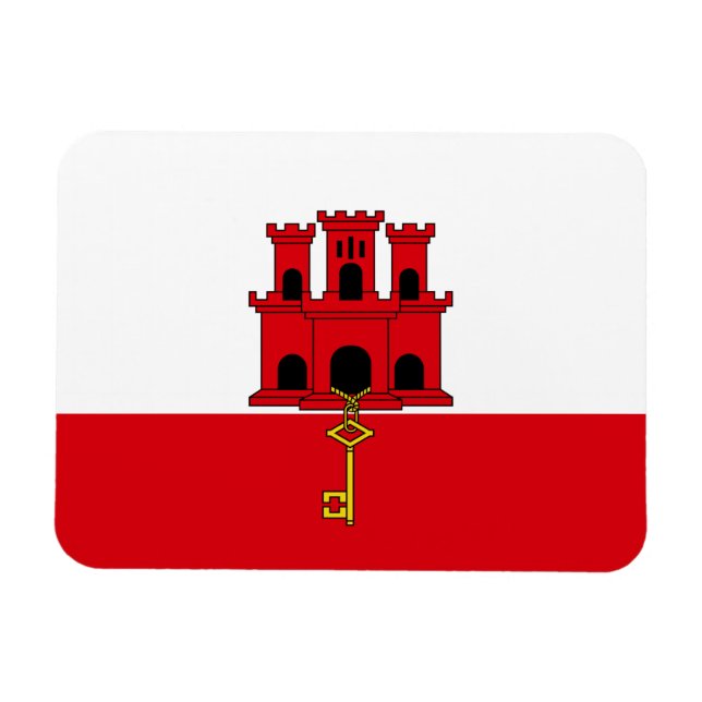 Gibraltars flagga magnet (Horisontell)