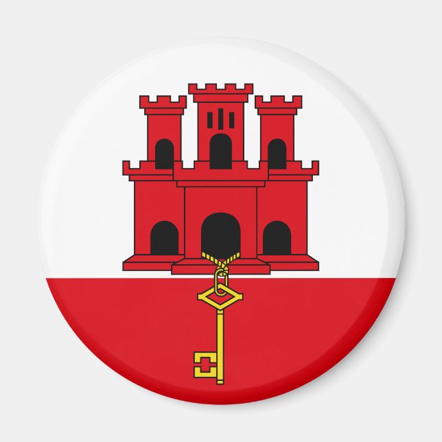 Gibraltars flagga magnet (Framsidan)