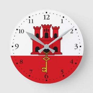Gibraltars flagga rund klocka
