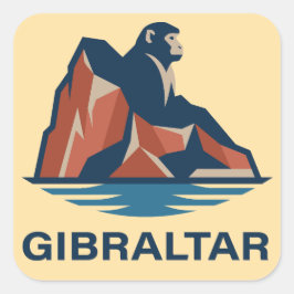 Gibraltars klippa fyrkantigt klistermärke