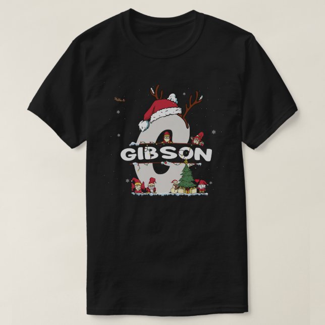 Gibson Christmasw Gibson Namn för roligt Julafton T Shirt (Design framsida)