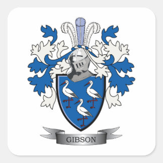 Gibson Family Crest Jackar om Arm Fyrkantigt Klistermärke