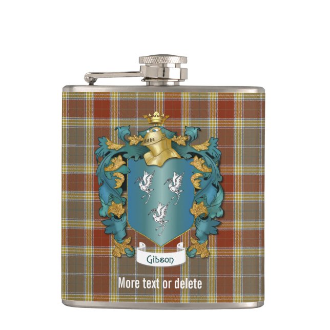 Gibson Family Crest och Tartan Play Fickplunta (Framsidan)