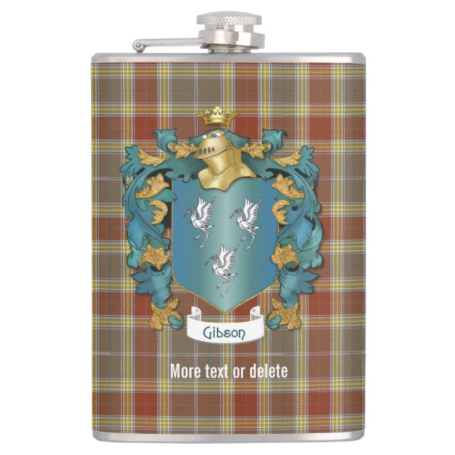 Gibson Family Crest och Tartan Play Fickplunta (Framsidan)