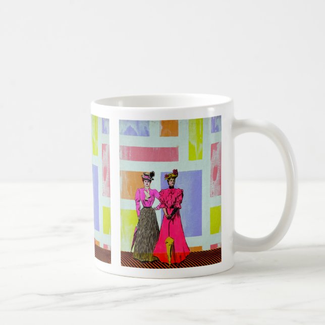 Gibson flickor i ett Mondrian mönster Kaffemugg (Höger)