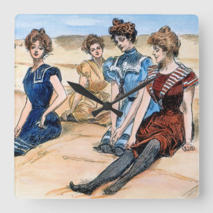 Gibson flickor på stranden, 1900 fyrkantig klocka