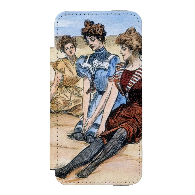 Gibson flickor på stranden, 1900 incipio iPhone wallet skal (Folio Framsidan)