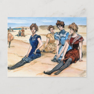 Gibson flickor på stranden, 1900 vykort