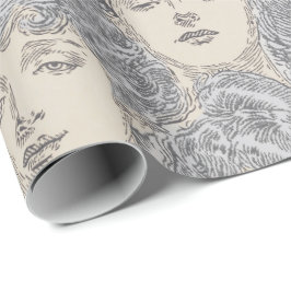 Gibson-flickor Victorian grått Peach mönster Presentpapper