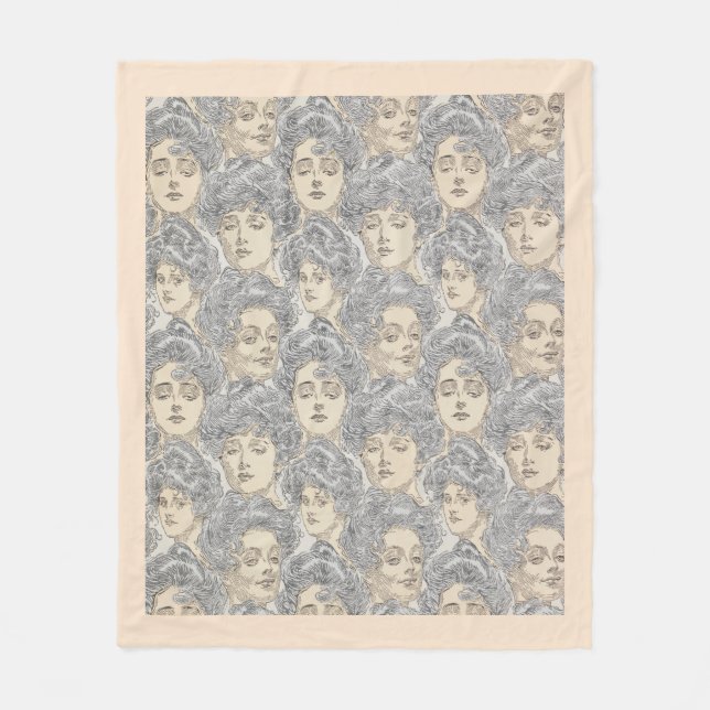 Gibson-flickor Viktorian-kvinnan mönster grått-per Fleecefilt (Framsidan)