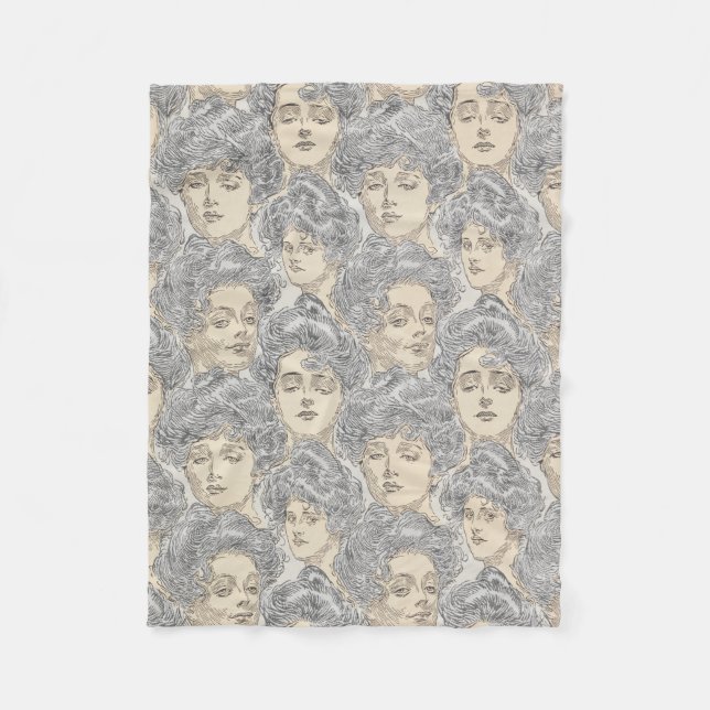 Gibson-flickor Viktorian-kvinnan mönster grått-per Fleecefilt (Framsidan)