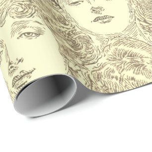 Gibson-flickornas segrande kvinnoillustration guld presentpapper