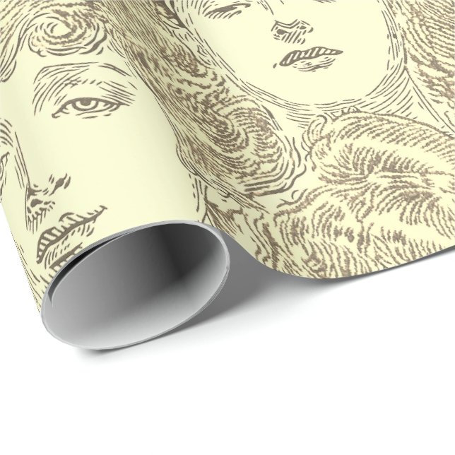 Gibson-flickornas segrande kvinnoillustration guld presentpapper (Rullad Hörn)
