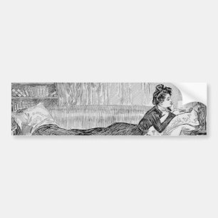 Gibson Girl Reading a Bok Bildekal