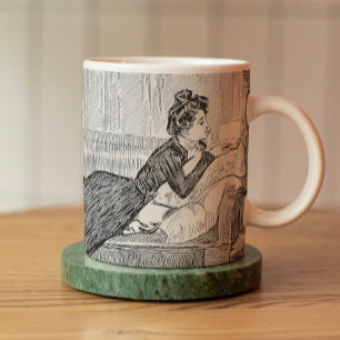 Gibson Girl Reading a Bok Kaffemugg