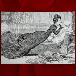 Gibson Girl Reading a Bok Kort