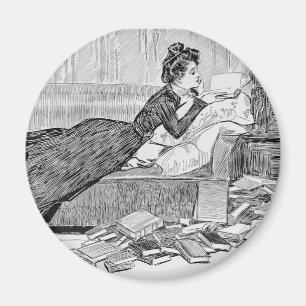 Gibson Girl Reading a Bok Magnet