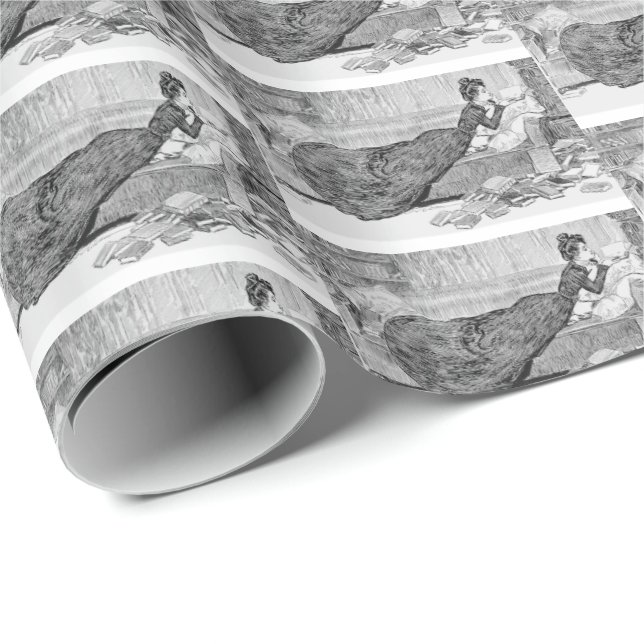 Gibson Girl Reading a Bok Presentpapper (Rullad Hörn)