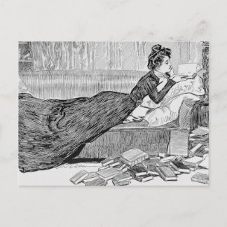 Gibson Girl Reading a Bok Vykort