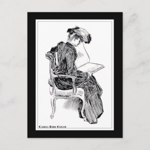 Gibson Girl Reading Vykort