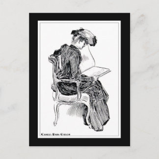 Gibson Girl Reading Vykort