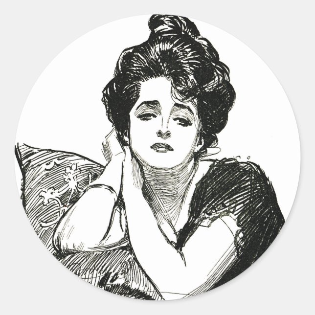 Gibson Girl Sticker Runt Klistermärke (Framsida)