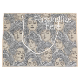 Gibson Girl victorian mönster grått Peach vintage