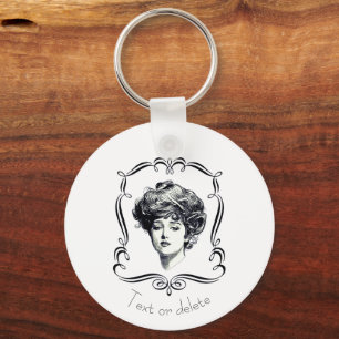 Gibson Girl Vintage Art Personlig Nyckelring