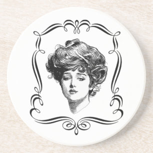 Gibson Girl Vintage Art Underlägg
