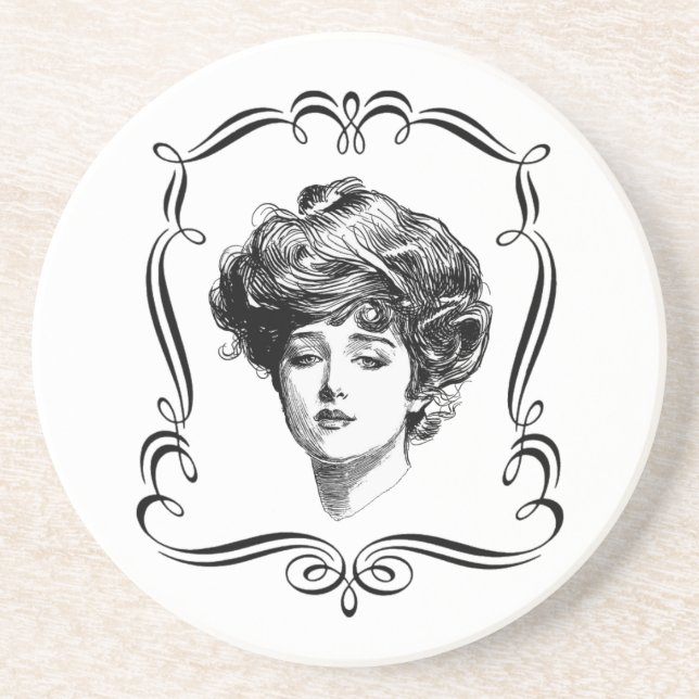 Gibson Girl Vintage Art Underlägg (Framsidan)