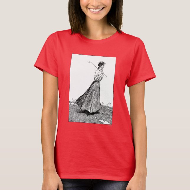 Gibson Girl with Golf Klubb, 1899 Tee Shirt (Framsida)