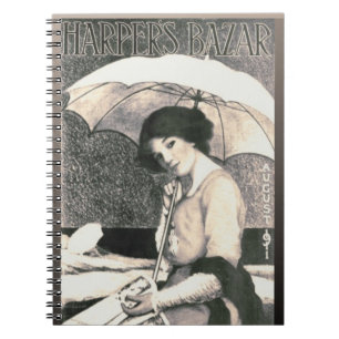 Gibson Girl with Umbrella 1911 Magazine Cover Anteckningsbok