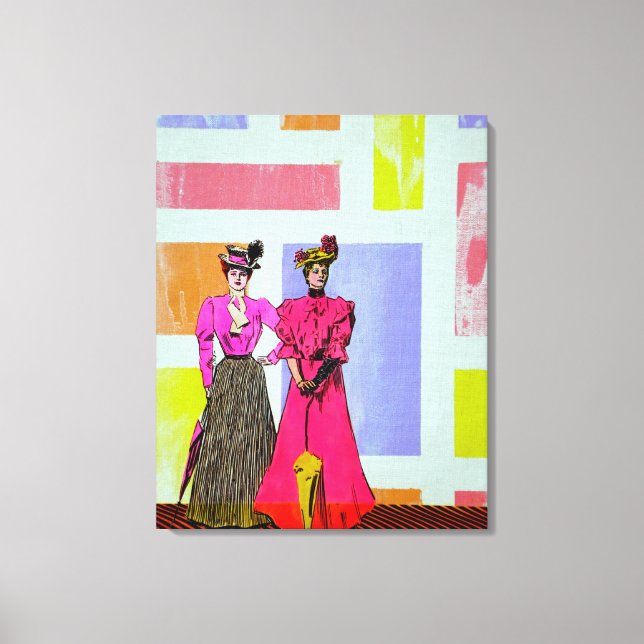 Gibson Girls i Mondrian Mönster Canvastryck (Framsida)