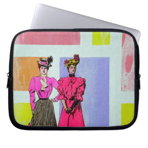 Gibson Girls i Mondrian Mönster Laptop Sleeve